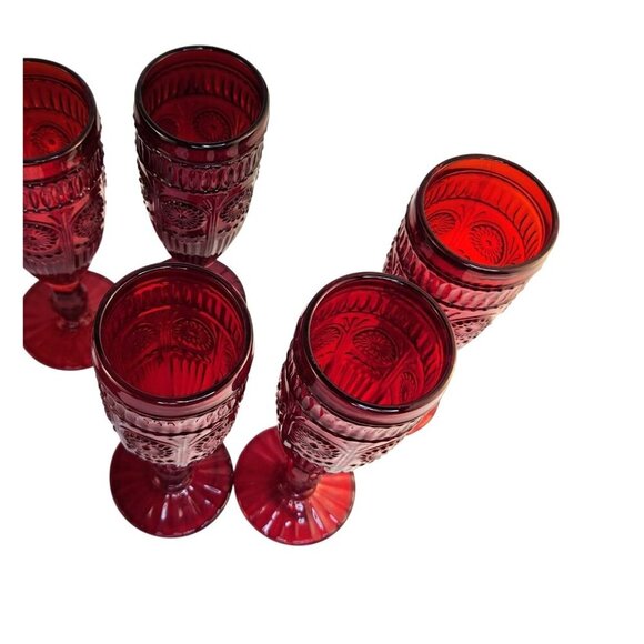 The Pioneer Woman Adeline Red Glass Champagne Flutes Set Of 2 Retro-Inspired Ele - Picture 7 of 14
